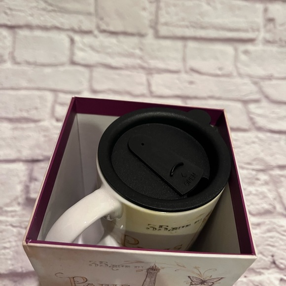 Ceramic travel mug with lid and gift box Paris Eiffel Tower - Picture 7 of 8